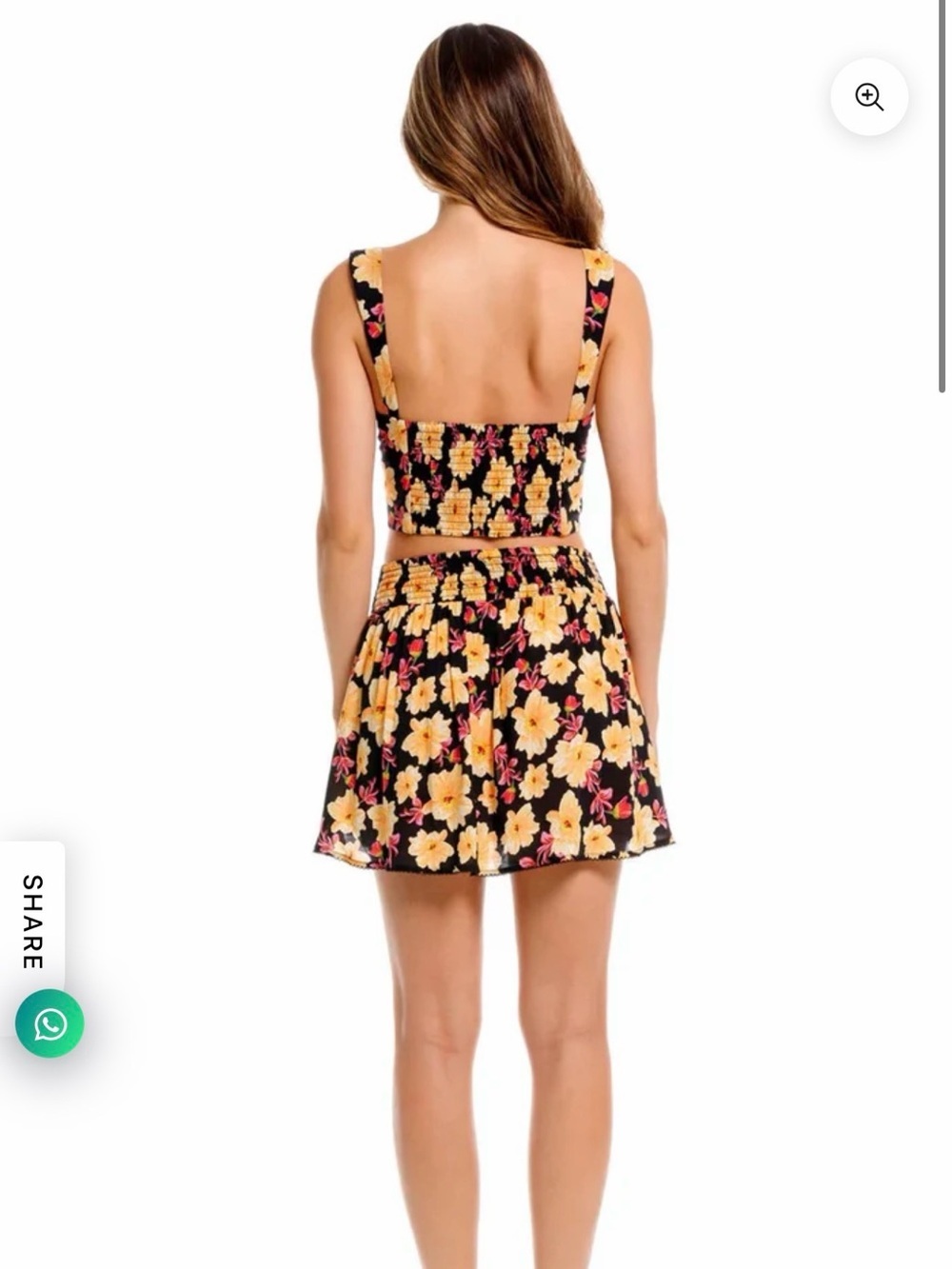 Agua Bendita Floral Black Crop Top & Skirt Set with Yellow Flowers - Picture 2 of 9